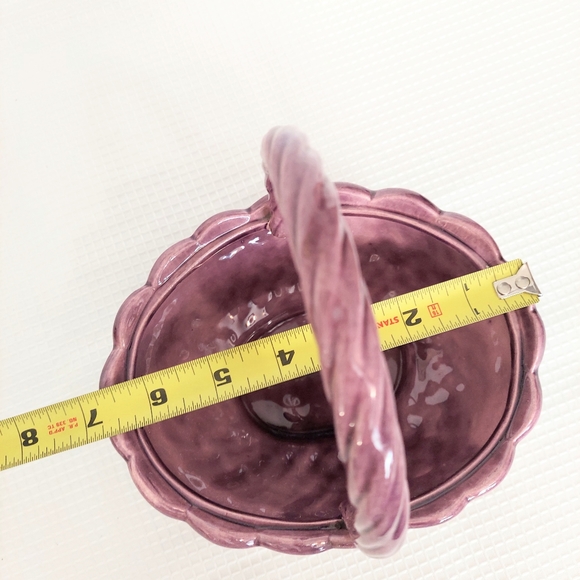 Vintage Provincial Stoneware Basket Purple Weave Pattern Spring Floral Candy - Picture 8 of 9